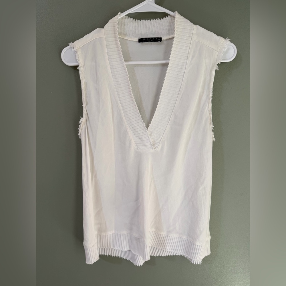 Maven West Clothing Mixed Media V-neck tank extra small white
